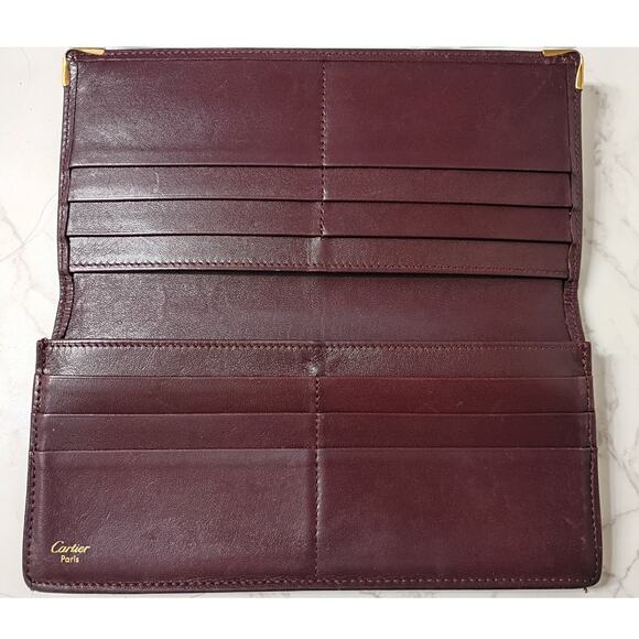 CARTIER Must de Cartier Bordeaux Calfskin Bi-Fold Long Wallet - COA Included - Picture 3 of 9